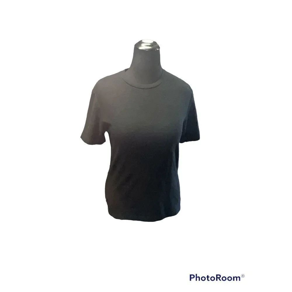 Zara Top Women's Size Small S Basic Crew Neck Short Sleeve Straight Hem Black